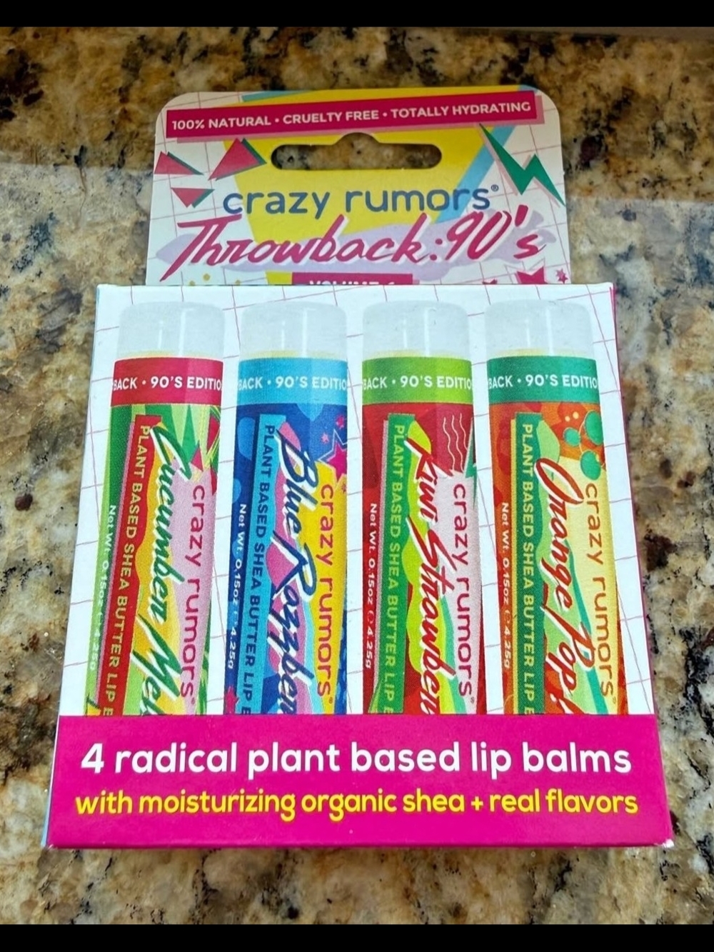 Crazy Rumors Throwback 90's Lip Balm 4-Pack — NIB